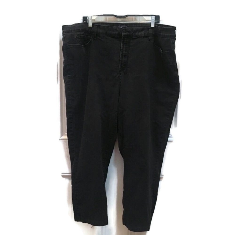 NYDJ Jeans Womens 24W Plus Black Denim Straight Leg Stretch 25.5” Inseam Petite